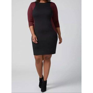 Lane Bryant Womens Colorblock Bodycon Sheath Dress Burgundy Black plus size 26